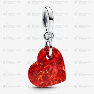 Pandora Opalescent Red Heart Dangle Charm